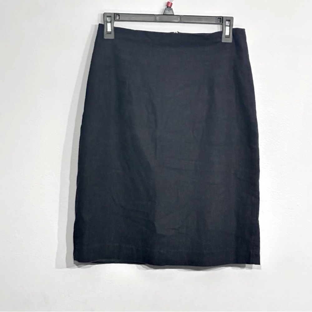 Vintage Adolfo International Women’s Black Linen Pencil Skirt Knee-Length 10
